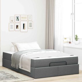 vidaXL Cadru de pat Gri închis 120 x 190 cm țesătură