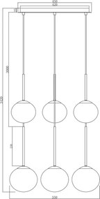 Ondaluce - Lustră suspendată cu cablu JEWEL 6xE14/10W/230V, Ø 55 cm, auriu/alb