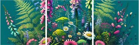 Tablou - Flori de câmp (cu ceas) (90x30 cm)