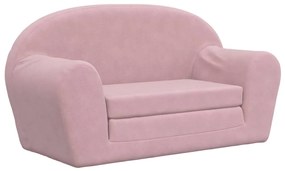 341784 vidaXL Canapea pentru copii cu 2 locuri, roz, pluș moale