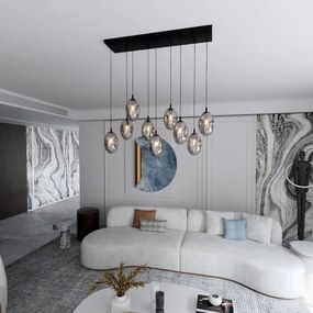 Lustră pe cablu ASTRAL 9xE14/10W/230V negru/fumuriu