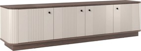 Comodă TV pe soclu Vesper 4D 187 cm - cașmir / nuc / mânere negre