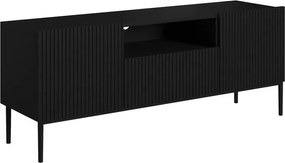 Comodă TV cu sertar și nișă Nicole 150 cm - negru mat / picioare negre