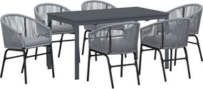 vidaXL Set de masă pentru grădină 7 pcs Gri poliratan
