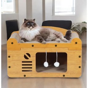 Casuta pentru pisica 3in1 KITZONE 56x30 cm, bej