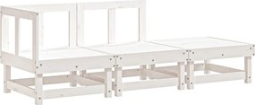 vidaXL Set mobilier de grădină, 3 piese, alb, lemn masiv de pin