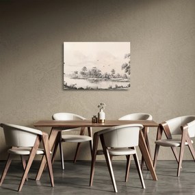 Tablou pe sticlă - Vintage peisaj desen peisaj (70x50 cm)