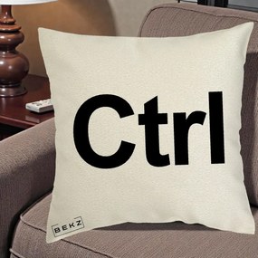 Perna Personalizata Tasta Ctrl Tipografie Bold, 40x40 cm, Ecru, Husa Detasabila, Perna Inclusa, BEKZ®