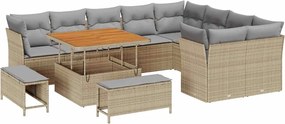 vidaXL Set de canapele pentru grădină 12 pcs Bej poliratan