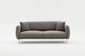 Canapea 3 locuri, Simena, Balcab Home, 219x95x80 cm, spatar mobil, sezut extins 90x180 cm, lemn de fag/poliester boucle, gri