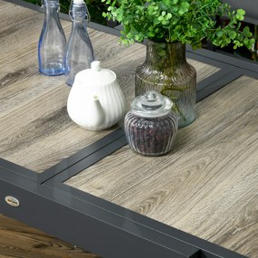 Outsunny Masă de Grădină Extensibilă 80/160x80x75 cm, Masă de Dining pentru 6 Persoane Dreptunghiulară din Aluminiu cu Blat din Plastic, pentru Terasă, Balcon și Exterior, Bej | Aosom Romania