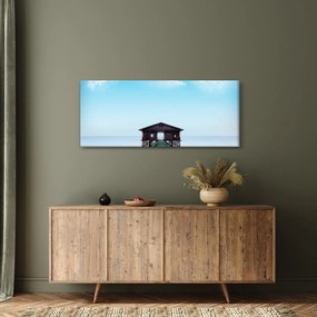 Tablou cu casă pe mare (120x50 cm)