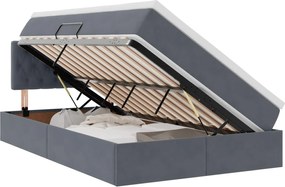 vidaXL Pat cu storage cu saltea Gri închis 120 x 200 cm Catifea