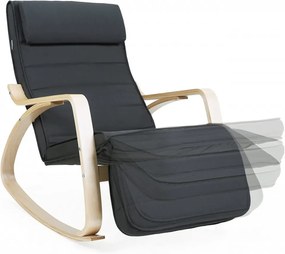 Fotoliu balansoar, lemn de mesteacan / textil, negru, Songmics