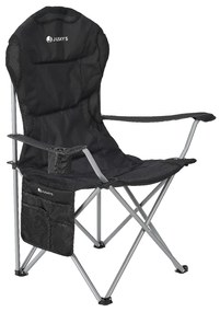 Scaun de camping Lido cu suport sticle si geanta de transport - negru