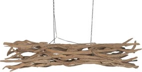 Lustră suspendată din lemn de tec și fier, 190×40×40 cm, „Santorini" Ethnic Collections