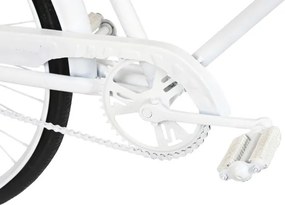 Consolă vintage tip bar din metal alb antichizat și lemn de mango, „Bycicle"