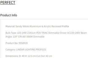 Plafoniera LED incastrabila reglabila PERFECT 40cm alba 3000K Dimmable