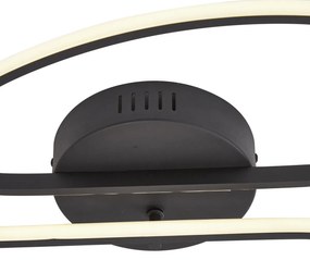 Plafonieră de design negru mat 65 cm cu 3 trepte de intensitate luminoasă și 2 lumini - Pepe