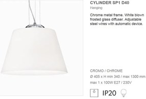 Pendul modern diametru 40,5cm CYLINDER SP1 D40 BIANCO 025438