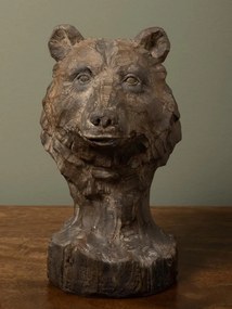 Decorațiune cap de urs brun din rășină, H22,5 cm