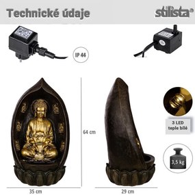 STILISTA Fântână de grădină Buddha, 35 x 29 x 64 cm