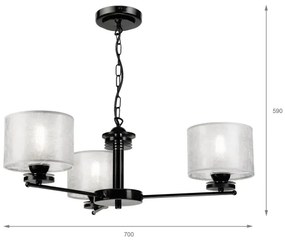 Candelabru suspendat ROSA cu lanț 3xE27/60W/230V negru/gri