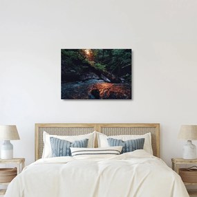 Tablou pe sticlă cu râu montan (70x50 cm)