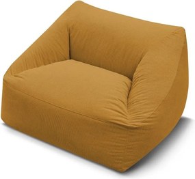 Fotoliu bean bag galben cu tapițerie din catifea reiată Lilibet – Bobochic Paris