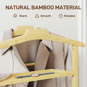 HOMCOM Suport de haine 4 în 1 pe roți din lemn de bambus, 47x33.7x105.5 cm | Aosom Romania