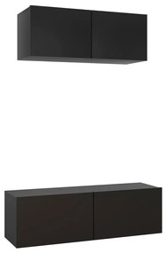 3078807 vidaXL Set dulapuri TV, 2 piese, negru, lemn prelucrat