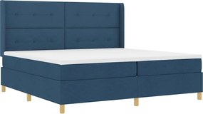 vidaXL Pat cu arcuri cu saltea albastru 140 x 200 cm țesătură