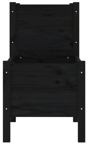 Jardiniera, negru, 245,5x44x75 cm, lemn masiv de pin