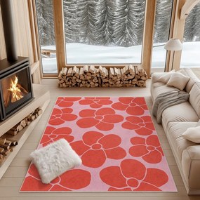 Covor tip traversă roșu-roz lavabil 60x230 cm Poppy Fields – Mila Home