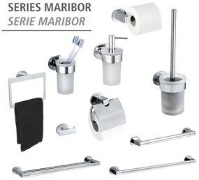 Suport pentru prosoape argintiu lucios autoadeziv din oțel inoxidabil Maribor – Wenko