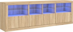 vidaXL Dulap cu lumini LED, stejar sonoma, 202x37x67 cm