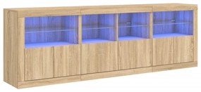 3209011 vidaXL Dulap cu lumini LED, stejar sonoma, 202x37x67 cm