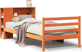 vidaXL Pat cu bibliotecă fără saltea maro ceruit 75x190 cm lemn masiv