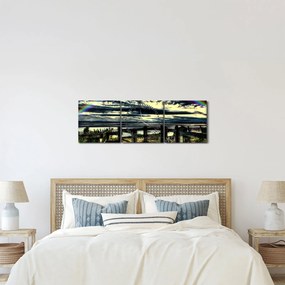 Tablou cu curcubeu deasupa mării (cu ceas) (90x30 cm)