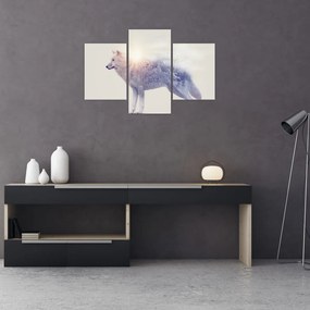 Tablou - Lupul arctic oglindit în peisaj sălbatic (90x60 cm)