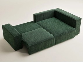 Colțar verde închis extensibil/cu spațiu de depozitare cu tapițerie din chenille (cu colț pe partea dreaptă/în formă de ”L”) Tonga – Maison de Rêve