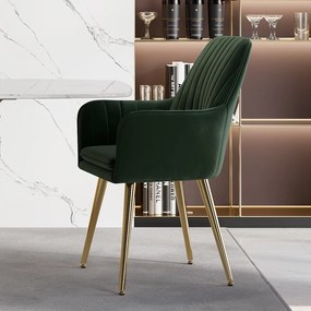 Scaun verde pentru bucătărie, soft, cu cotieră , în stil art nouveau - 2 buc. Deprimo j040379-verde by Deprimo