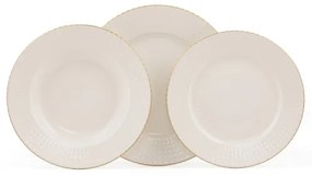 Set veselă 18 piese, porțelan alb cu accente aurii