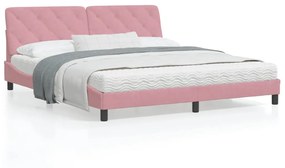 3207940 vidaXL Cadru de pat cu tăblie, roz, 180x200 cm, catifea