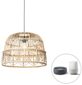 Lampă suspendată inteligentă din ratan 44 cm inclusiv Wifi G95 - Michelle