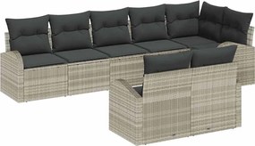 vidaXL Set de canapele pentru grădină 8 pcs Gri deschis poliratan