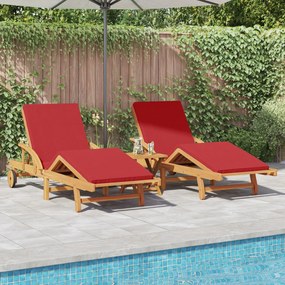 vidaXL Șezlong 2 pcs Roșu 200 x 67 x 84cm Lemn masiv de acacia