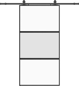 vidaXL Ușă glisantă cu set de feronerie neagră sticlă securizată
