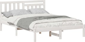 vidaXL Cadru de pat cu headboard Alb 120 x 200 cm Lemn de pin masiv