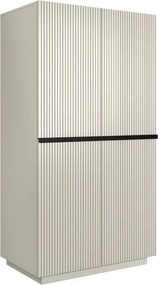 Dulap Nicole 100 cm cu față canelată și mânere metalice - cașmir / mânere negre